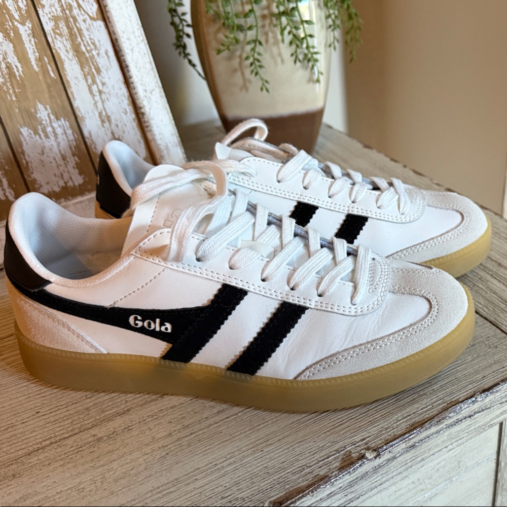 Gola White and Black Women's Sneakers with Gum Sole